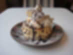 チョコバナナパンケーキ(通称:しあわせパンケーキ)Happy Pancake topped with banana , ice cream and chocolate
