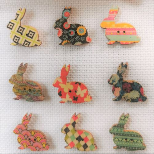 Needle Minder - Wooden Colourful Bunny Rabbit