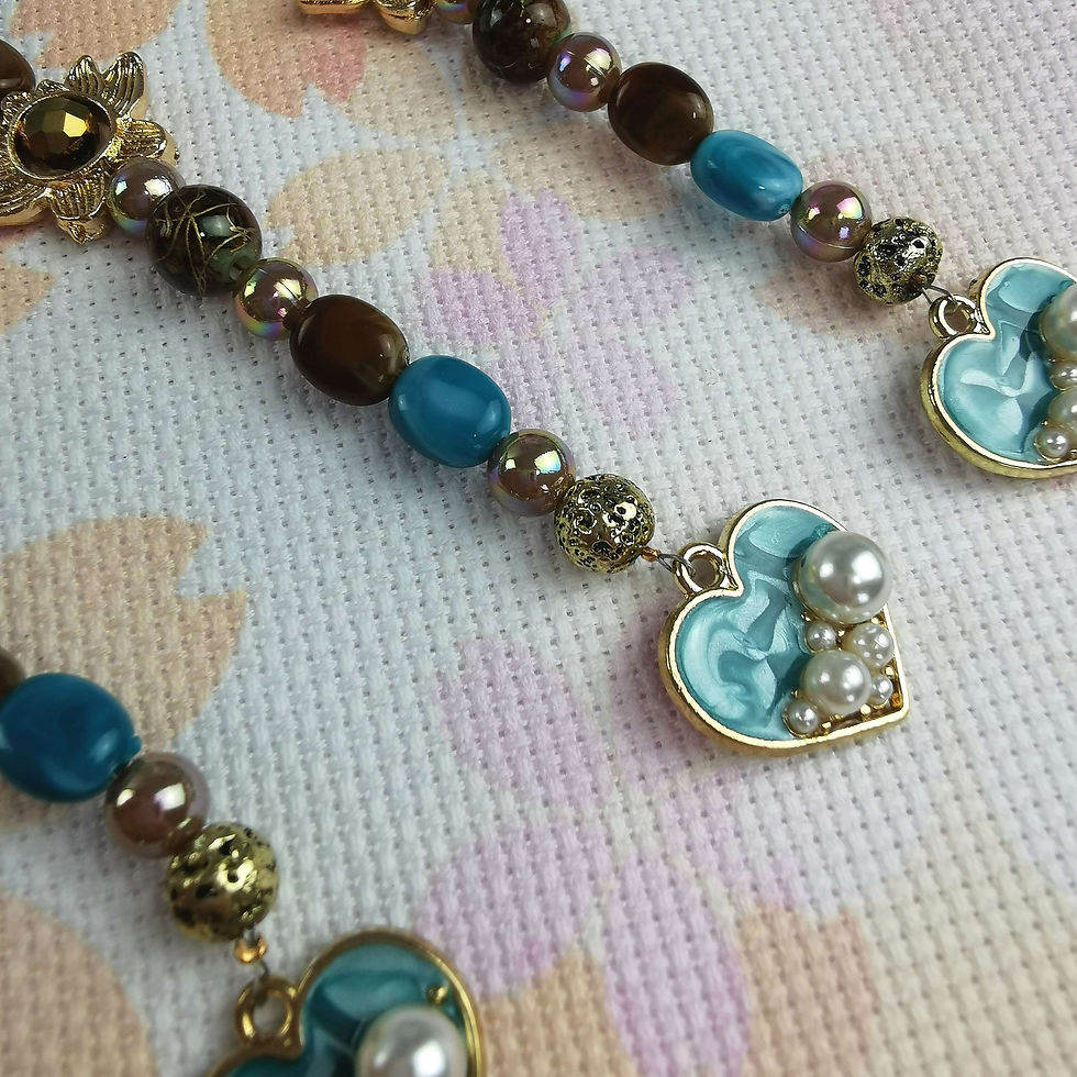 Thumbnail: Beaded Scissor Keep. Floral Centre Accent & Heart Charm 