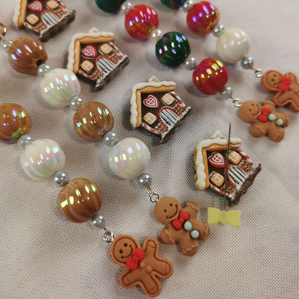 Thumbnail: Beaded Scissor Keep & Minder Set - Gingerbread 