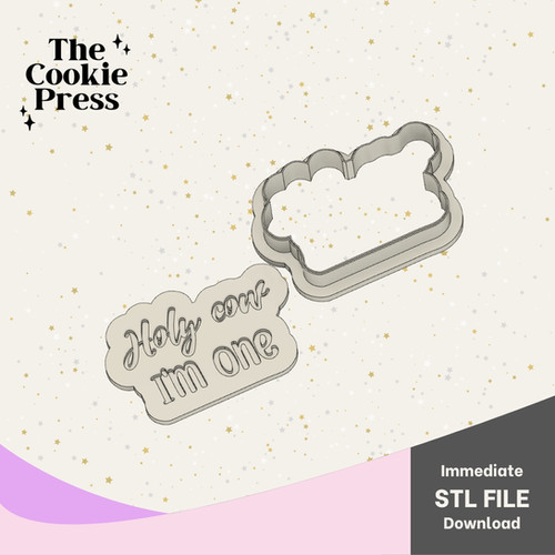 Holy Cow I'm One STL File - Fondant Stamp & Cookie Cutter | The Cookie ...