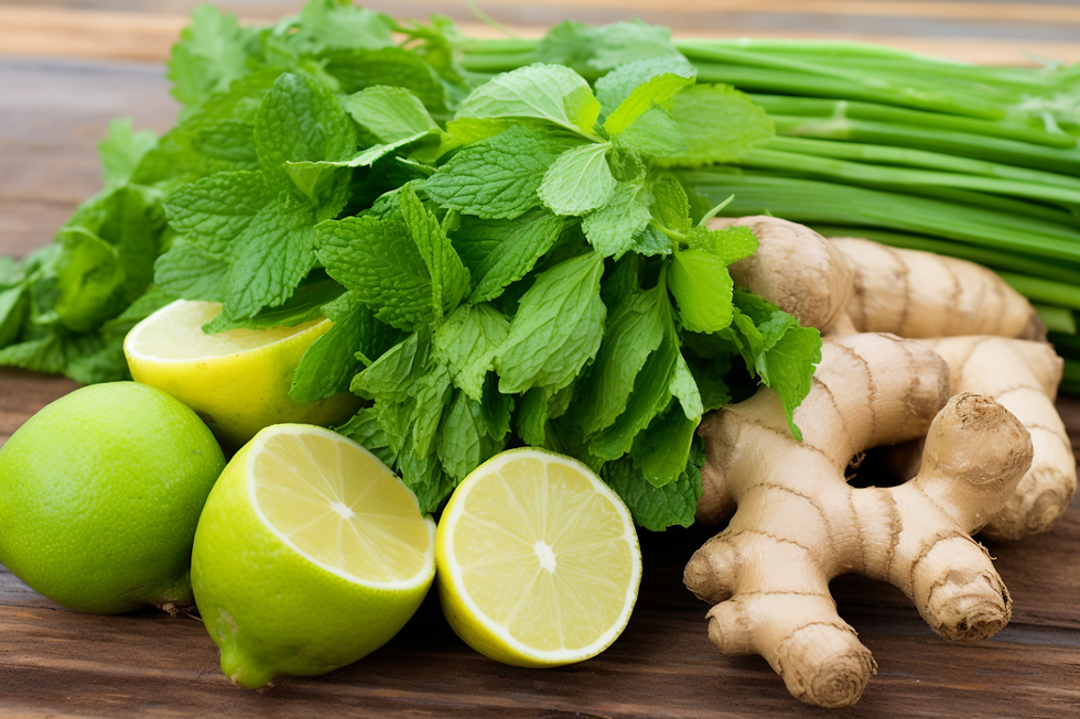 ginger and limes on a wooden background