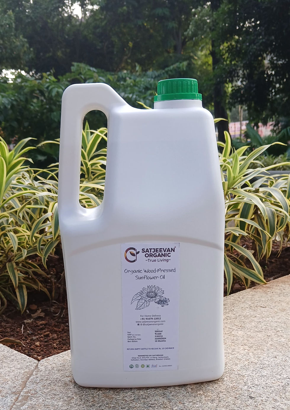 Satjeevan Organic Wood-Pressed Sunflower Oil 5000ml