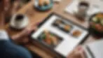 High angle view of a digital ad campaign mockup on a tablet