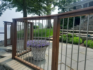 Seaside, Custom Exotic Wood and Stainless Steel Picket Pool Fence