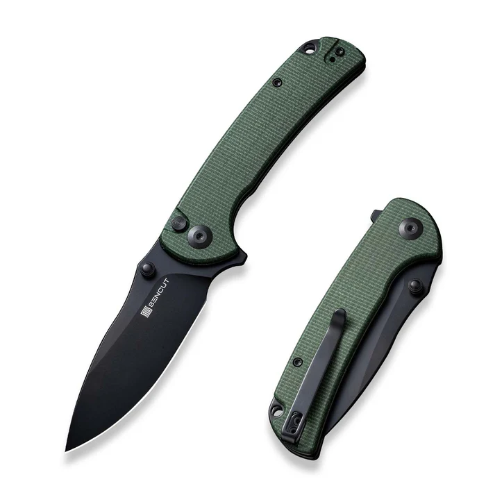 Pulsewave Flipper/Thumb Stud Folding Knife … Blade, Green Canvas Micarta Handle