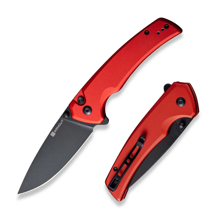 Serene Flipper/Thumb Stud Folding Knife 3.48" … Blade, Black Aluminum Handle