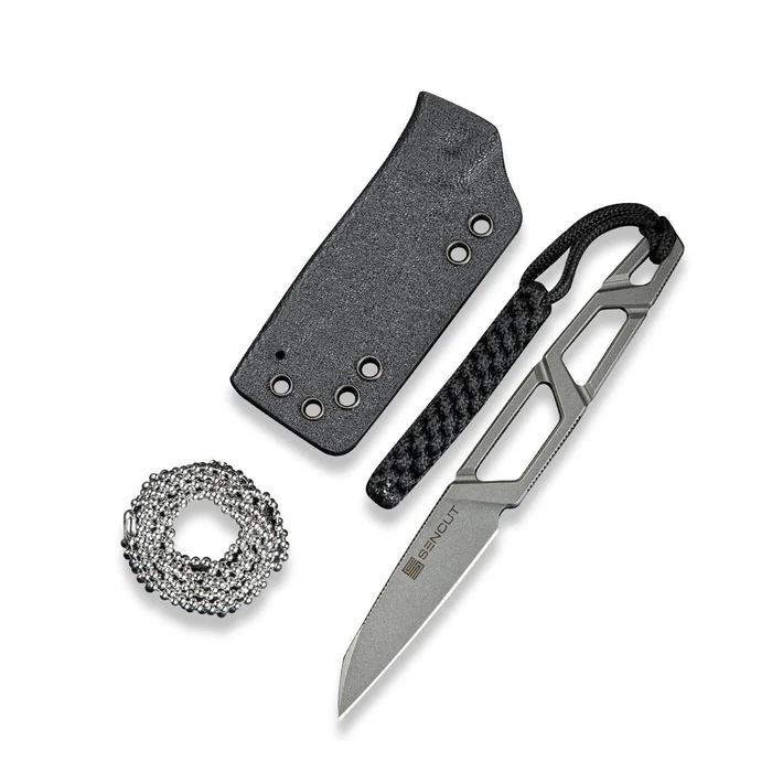 TEXO Fixed Blade Neck Knife 1.97" Stonewash … Handle & Kydex Sheath