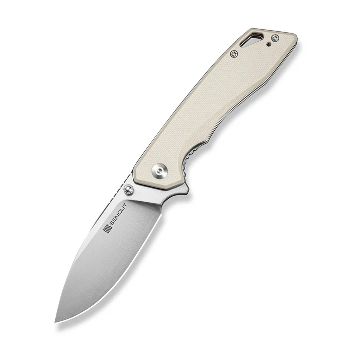 Stratex Flipper & Thumb Stud Knife Ivory G10 … Satin Finished 9Cr18MoV Blade)