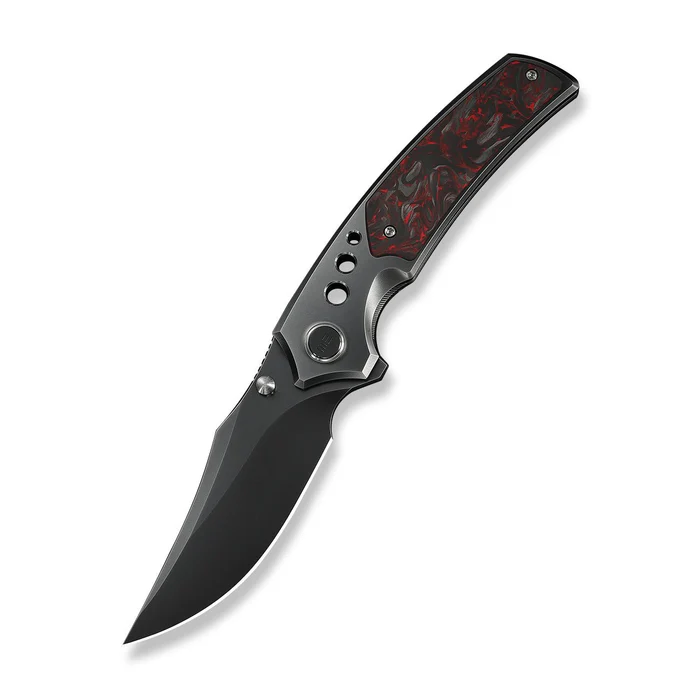 Skynix Flipper & Thumb Stud Knife Polished Gray … & Red Carbon Fiber Inlay