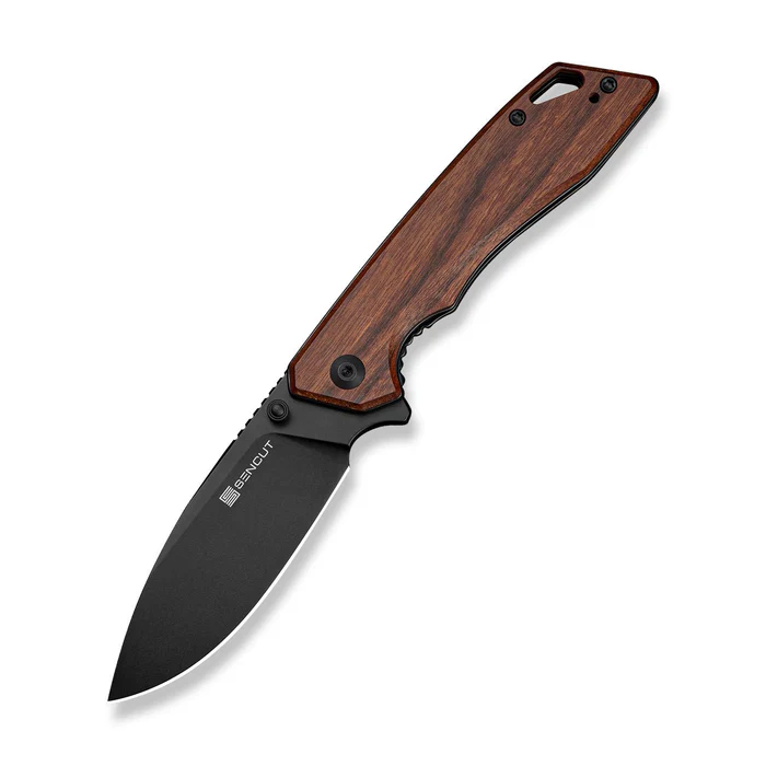 Stratex Flipper & Thumb Stud Knife Guibourtia … (3.17" Black 9Cr18MoV Blade)