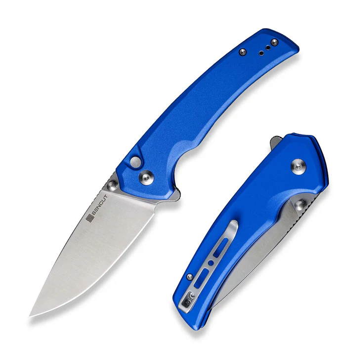 Serene Flipper/Thumb Stud Folding Knife 3.48" … Bright Blue Aluminum Handle