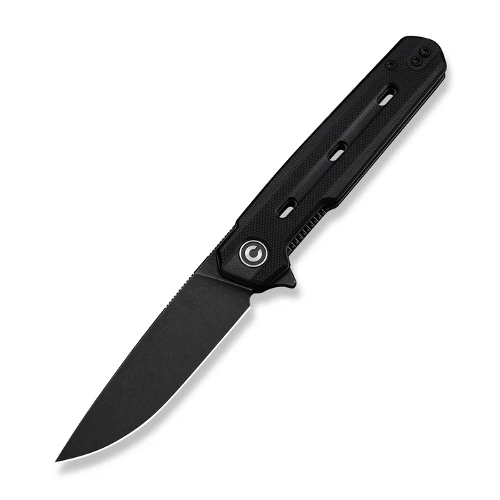 Navo Flipper Knife Black G10 Handle (3.25" Black Stonewashed Nitro-V Blade)