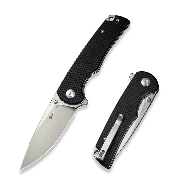 Praktisk Flipper/Thumb Stud Folding Knife 3.59" … Edge Blade, Black G10 Handle