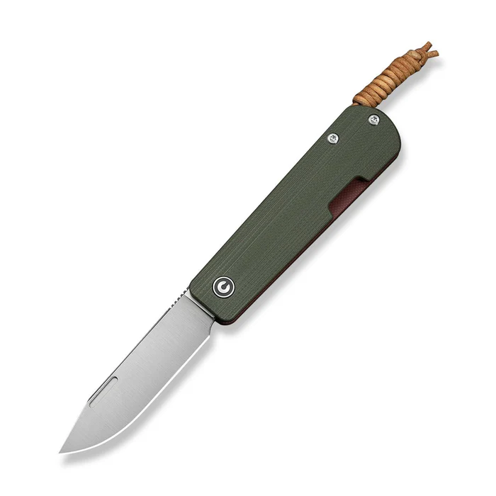 CIVIVI Slippy Sendy Slip Joint Knife Milled … Brown Leather Lanyard Attached