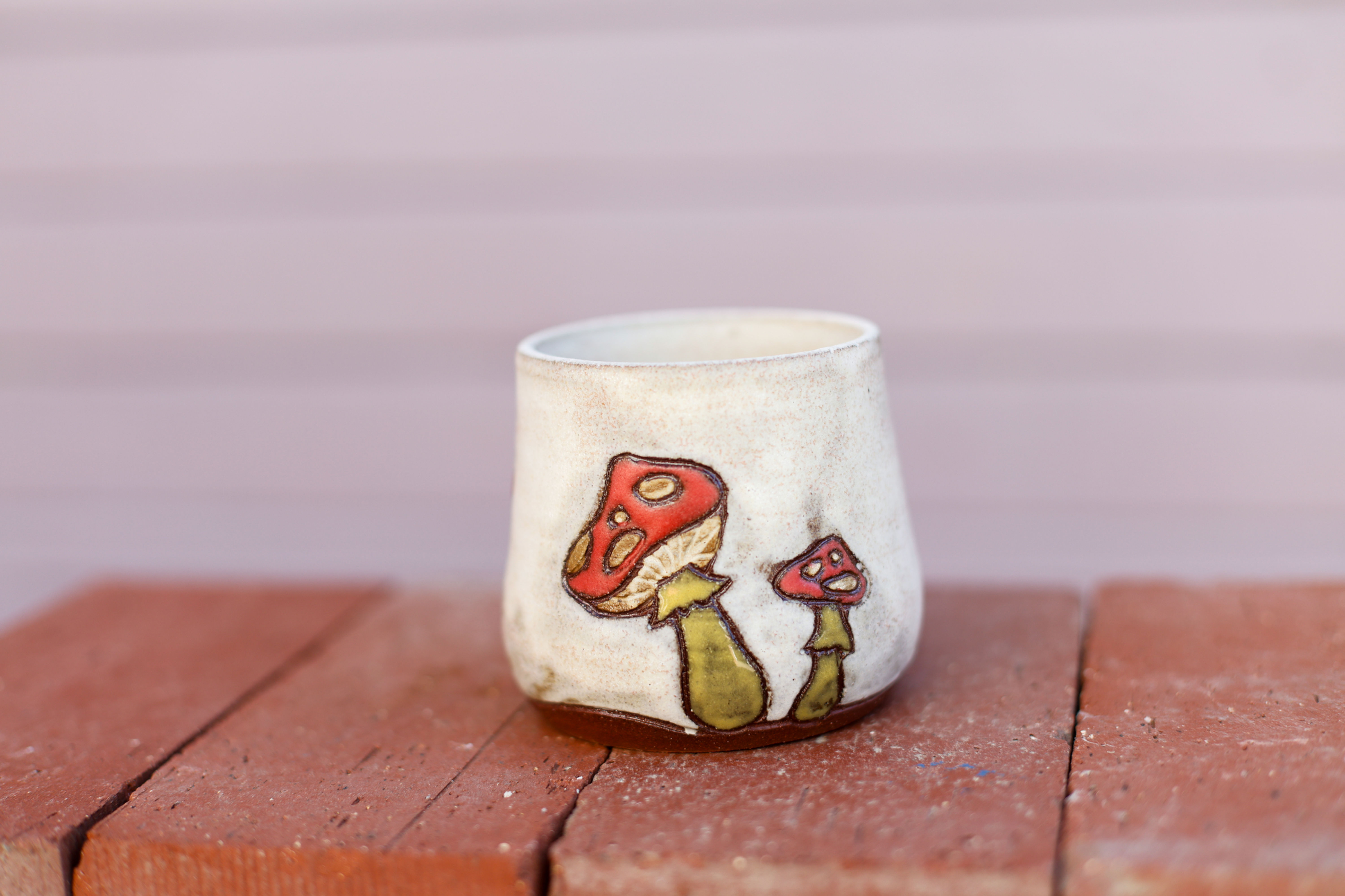 Carved Mushie Tumbler-White