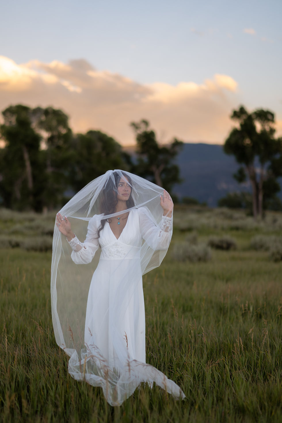 bridal wedding portraits in grand teton national park in jackson hole, wyoming