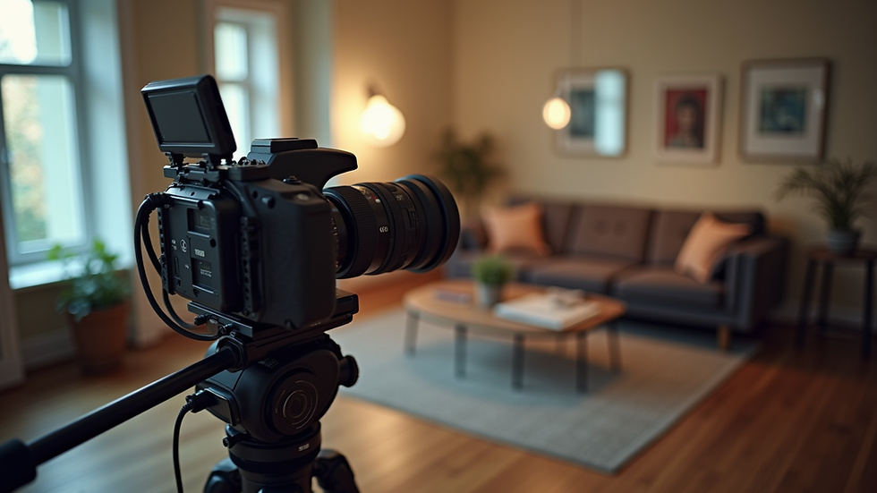 high angle view of a camera setup for indoor video shooting