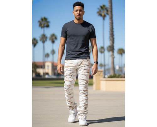 Men's Tie Dyed Flared Stacked Patchwork Pant | Bay York