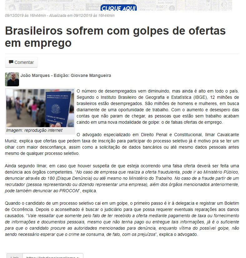 Golpes de ofertas de emprego