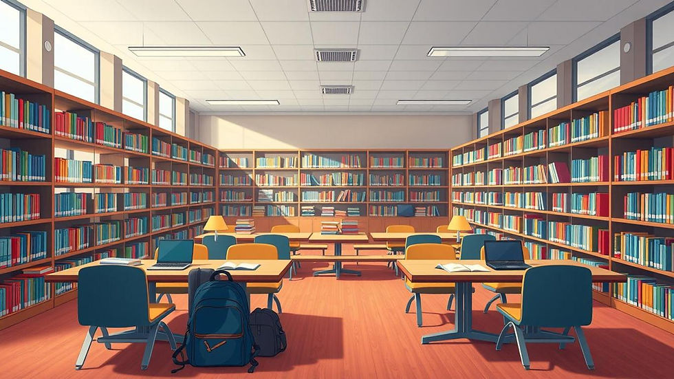 A cartoon image of a library