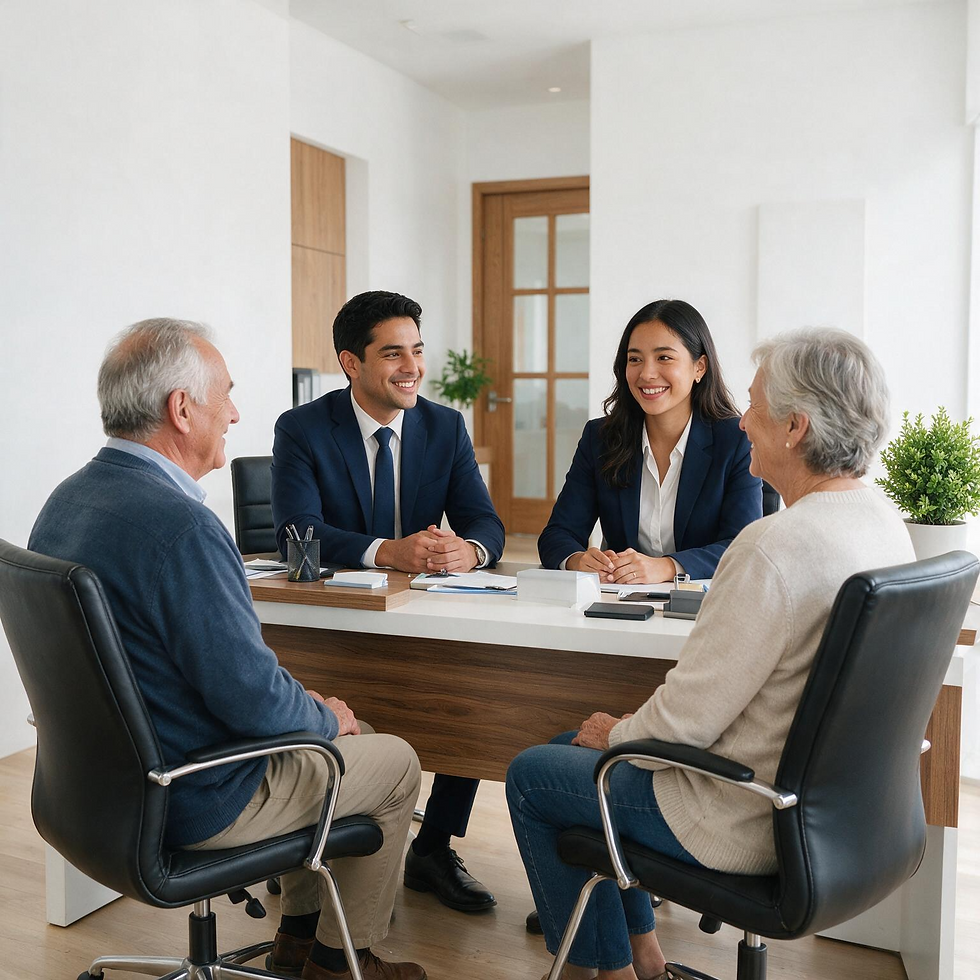 Pareja comprendiendo los pasos que deben seguir para pensionarse
