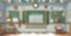 The front of a classroom decorated for the holidays.