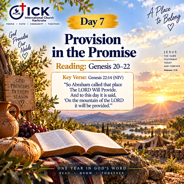 ICK Bible Reading Journey – Day 7 – The Lord Will Provide – Genesis 20–22