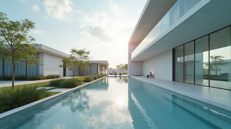 High angle view of completed modern architecture