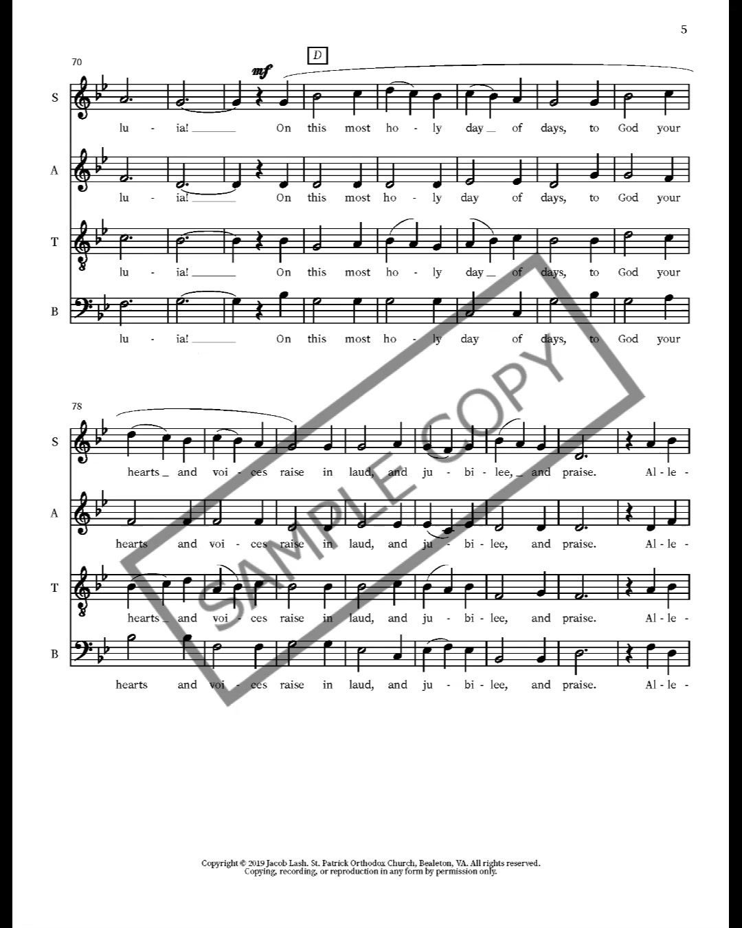 O Sons and Daughters of the King, SSATB