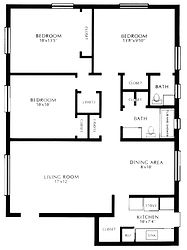 Lakewod Village Apartments Three Bedroom Floor Plan