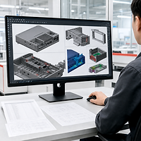 Design analysis, DFM, and testability review for an electronic product, evaluating enclosure structure, thermal performance, and manufacturing feasibility.