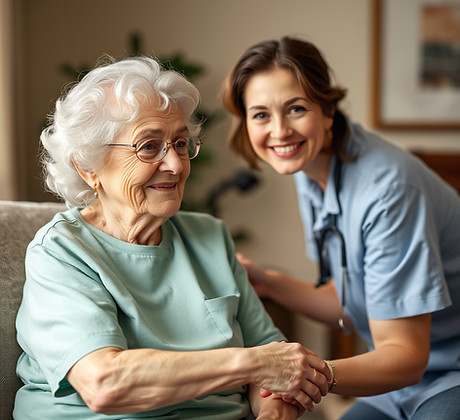 image of elderly lady receiving home hea