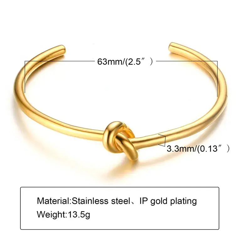 Thumbnail: Trendy Round Circular Open Knot Cuff Bangle Bracelets for Women elegant