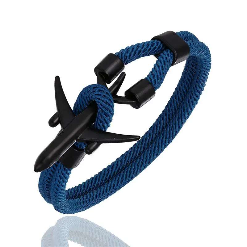 Airplane Anchor Bracelets Charm Rope Chain Paracord Aviation