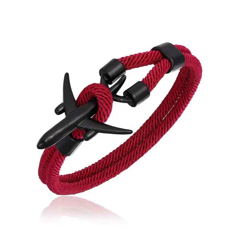 Airplane Anchor Bracelets Charm Rope Chain Paracord Aviation