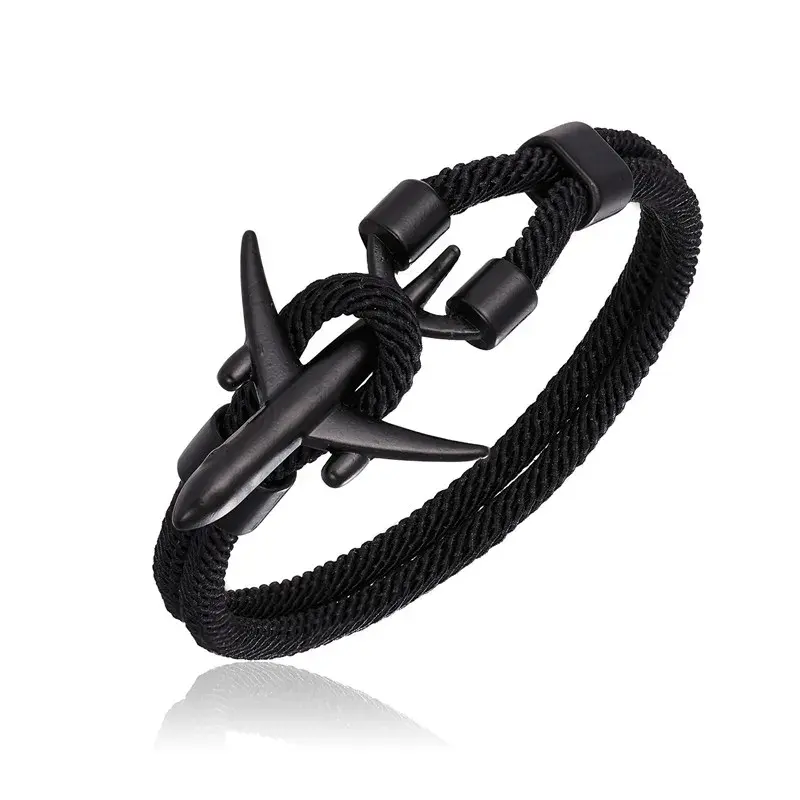 Airplane Anchor Bracelets Charm Rope Chain Paracord Aviation