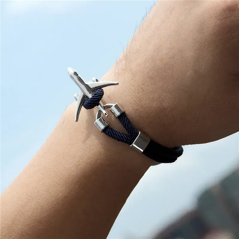 Airplane Anchor Bracelets Charm Rope Chain Paracord Aviation