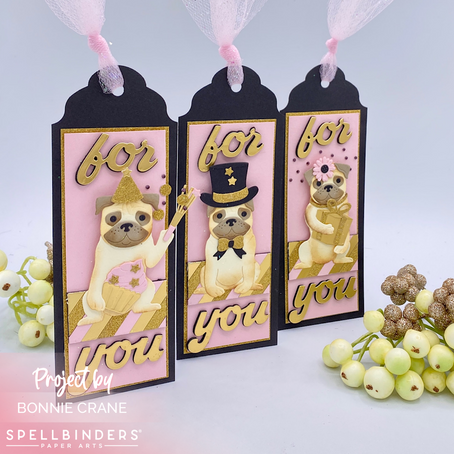 Spellbinders’ Party Puggles from Bibi’s Cats & Pugs Collection