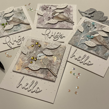 Easy Mica Watercolour Backgrounds featuring Simon Says Stamp’s Layered Chickadee