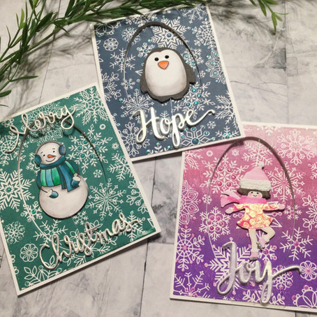 Spinner Christmas Cards featuring Simon Says Stamp's All Snowflake Background