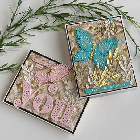 Dry Embossing with Heat Embossed Accents ... Spellbinders’ Beveled Diamonds 3D Embossing Folder