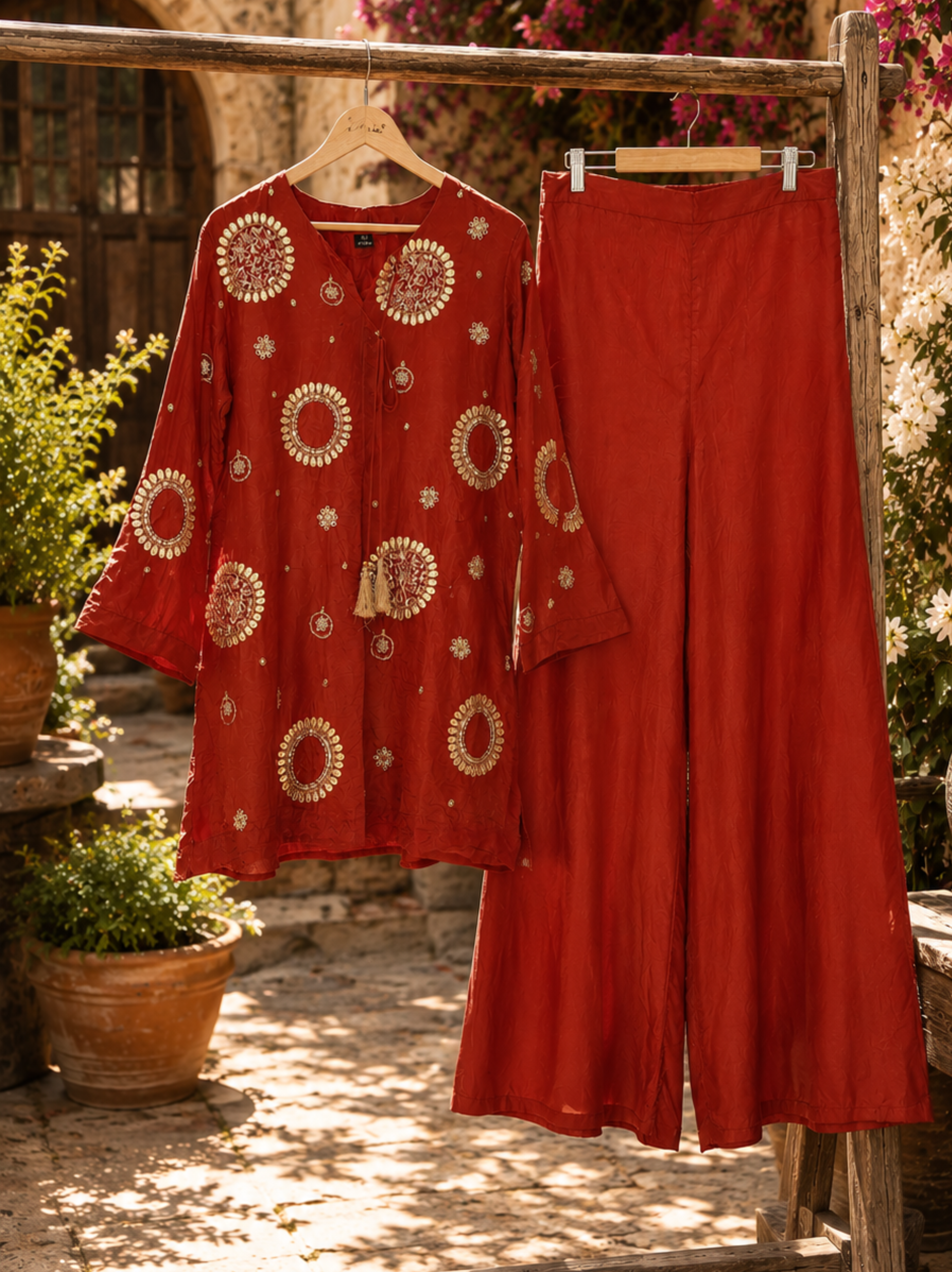 Kundan Rust Coord Set