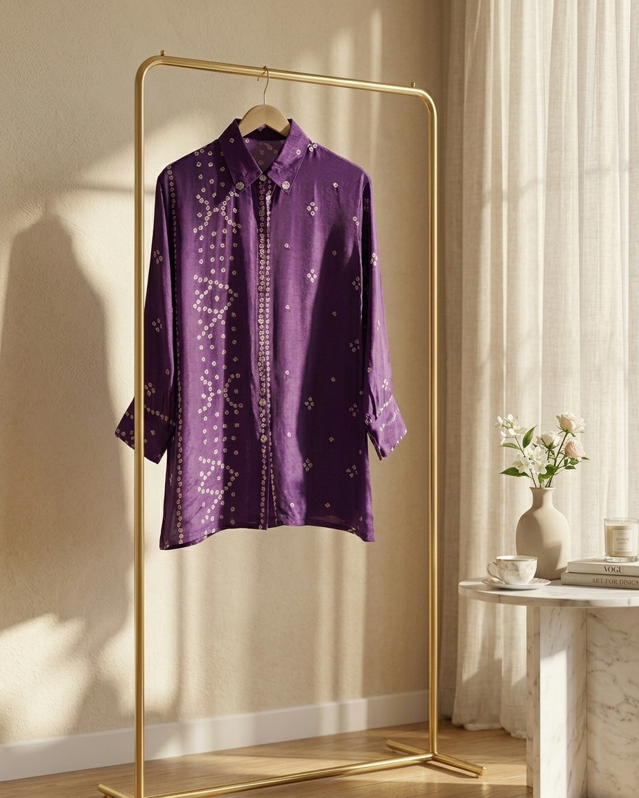 Bandhani Shirt in Bebo Purple