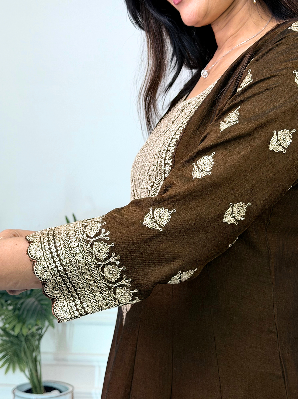 Thumbnail: Zari Zaika Anarkali in Cocoa Dusk