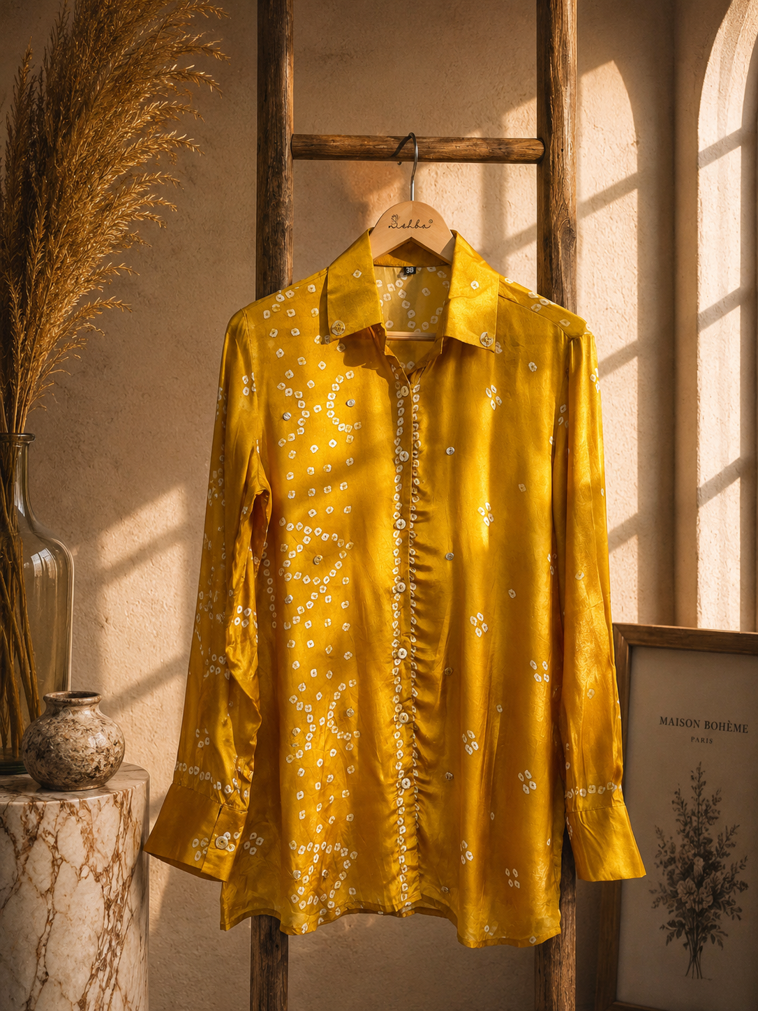 Sunshine Yellow Bandhani Shirt