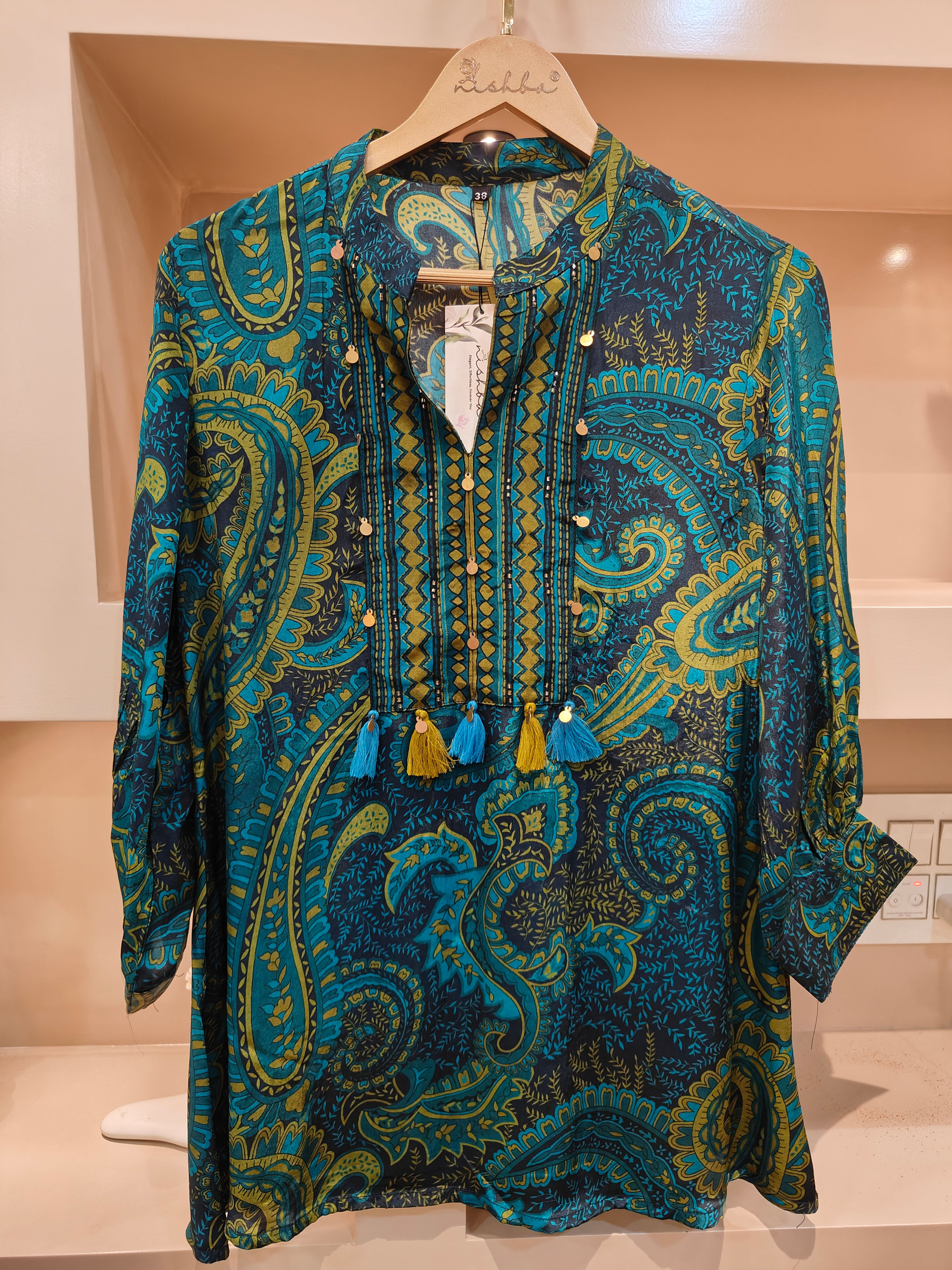 Paisley Blue Crepe Shirt