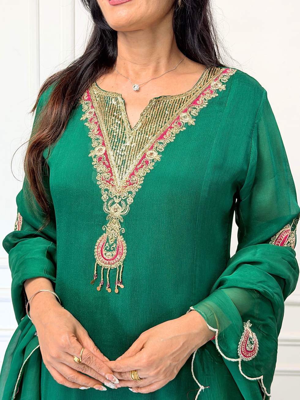 Thumbnail: Vrinda Indo-Western Set In Saaware Green