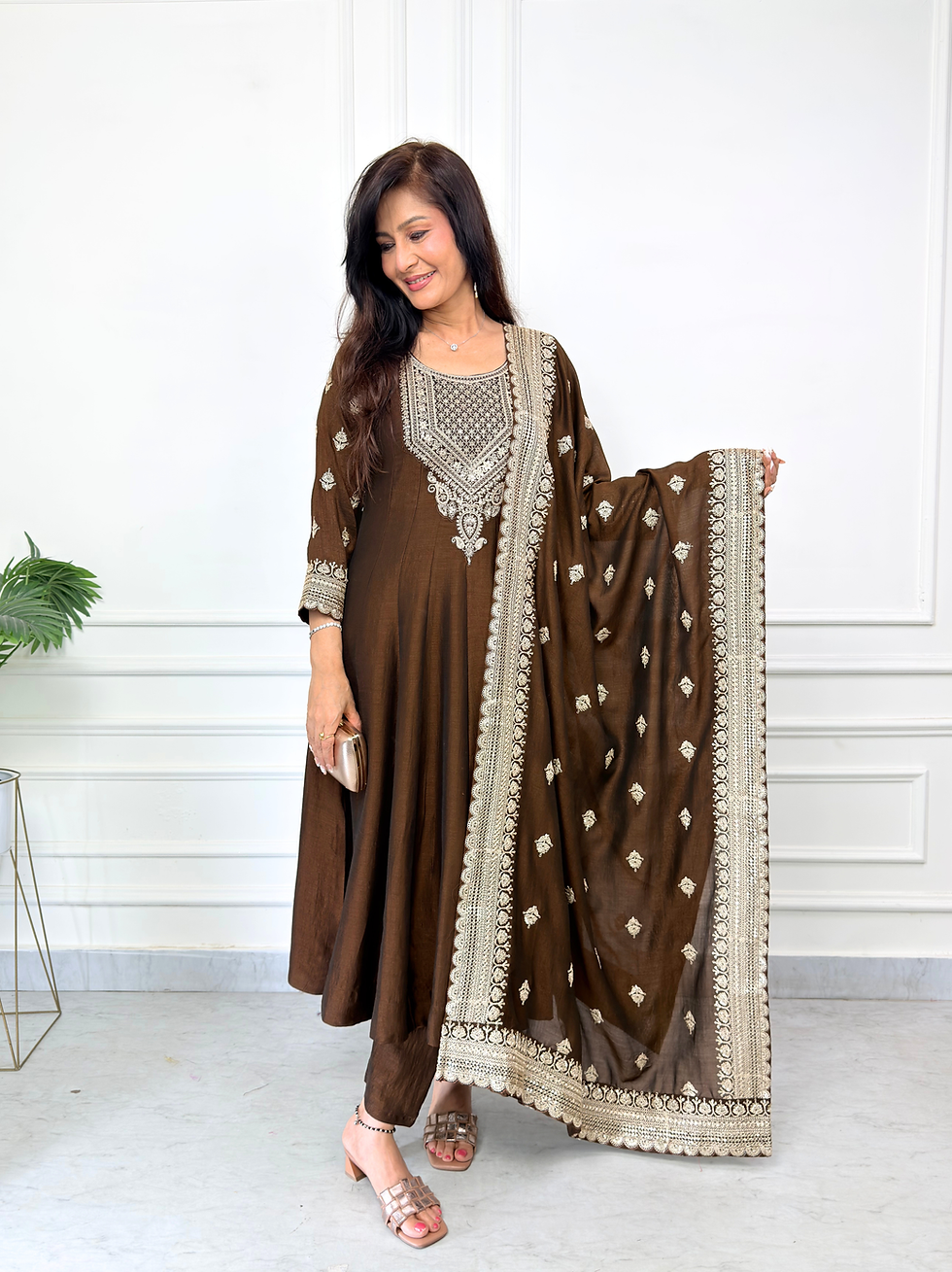 Thumbnail: Zari Zaika Anarkali in Cocoa Dusk