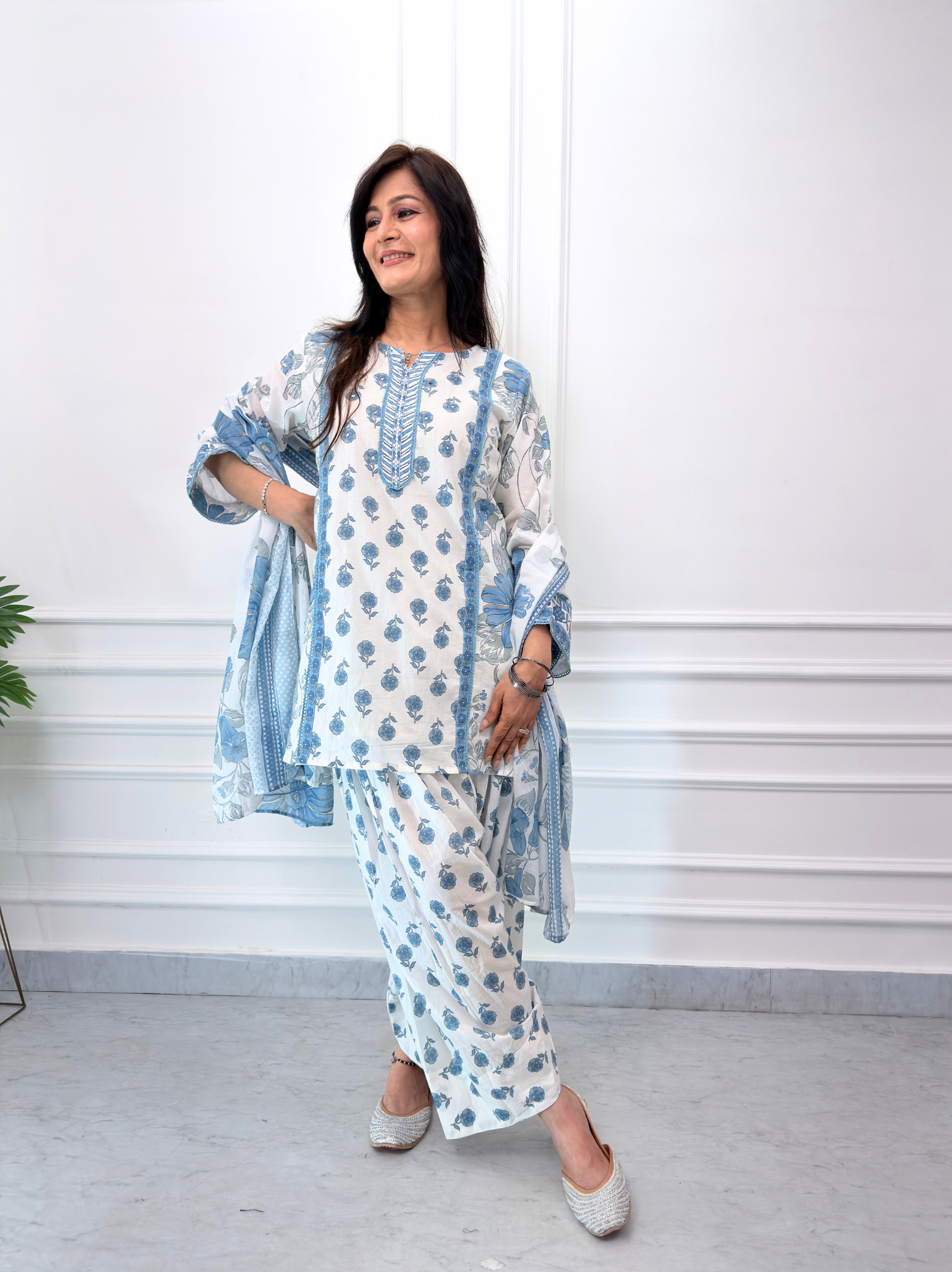 Powder Blue Farshi Kurti Set